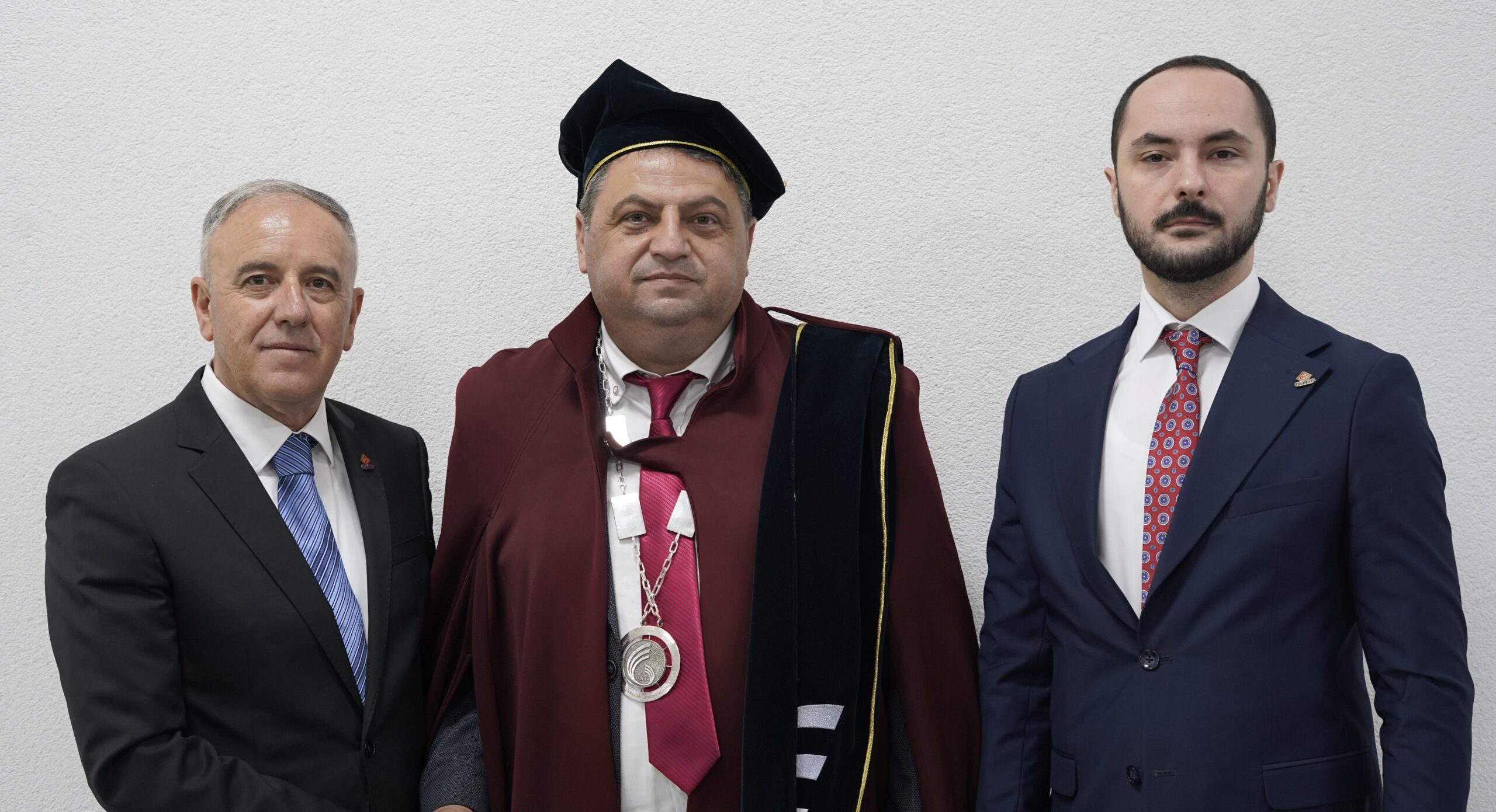 The President of ECNWM, Mr. Qyra, and the Director, Mr. Zekiri, attend the handover ceremony of the new Rector of University “Mother Teresa”.